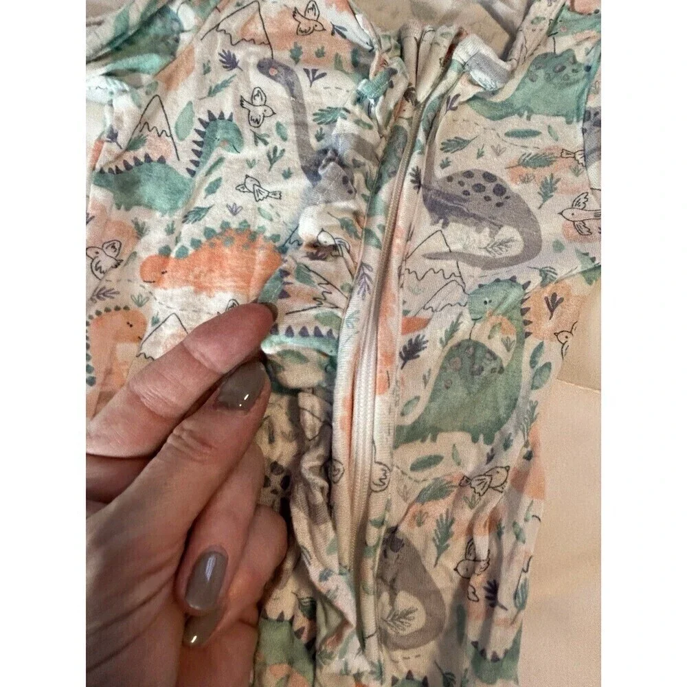 Angel Dear Ruffle Bodysuit with Pastel Dinosaurs 3-6mo